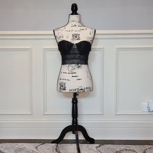 Black, strapless corset crop top with built-in pads